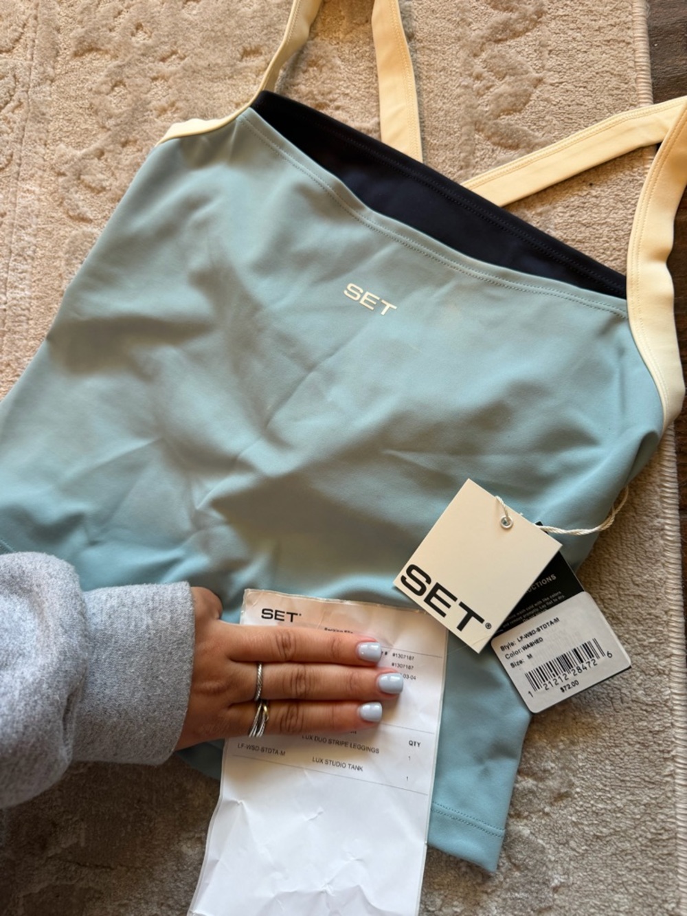 SET Light Blue Tank Top with Cream Straps